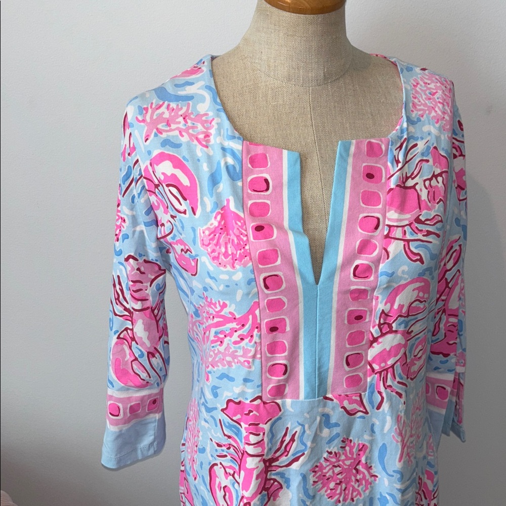 Barbara Erickson pink and blue lobster dress size small - Picture 4 of 7